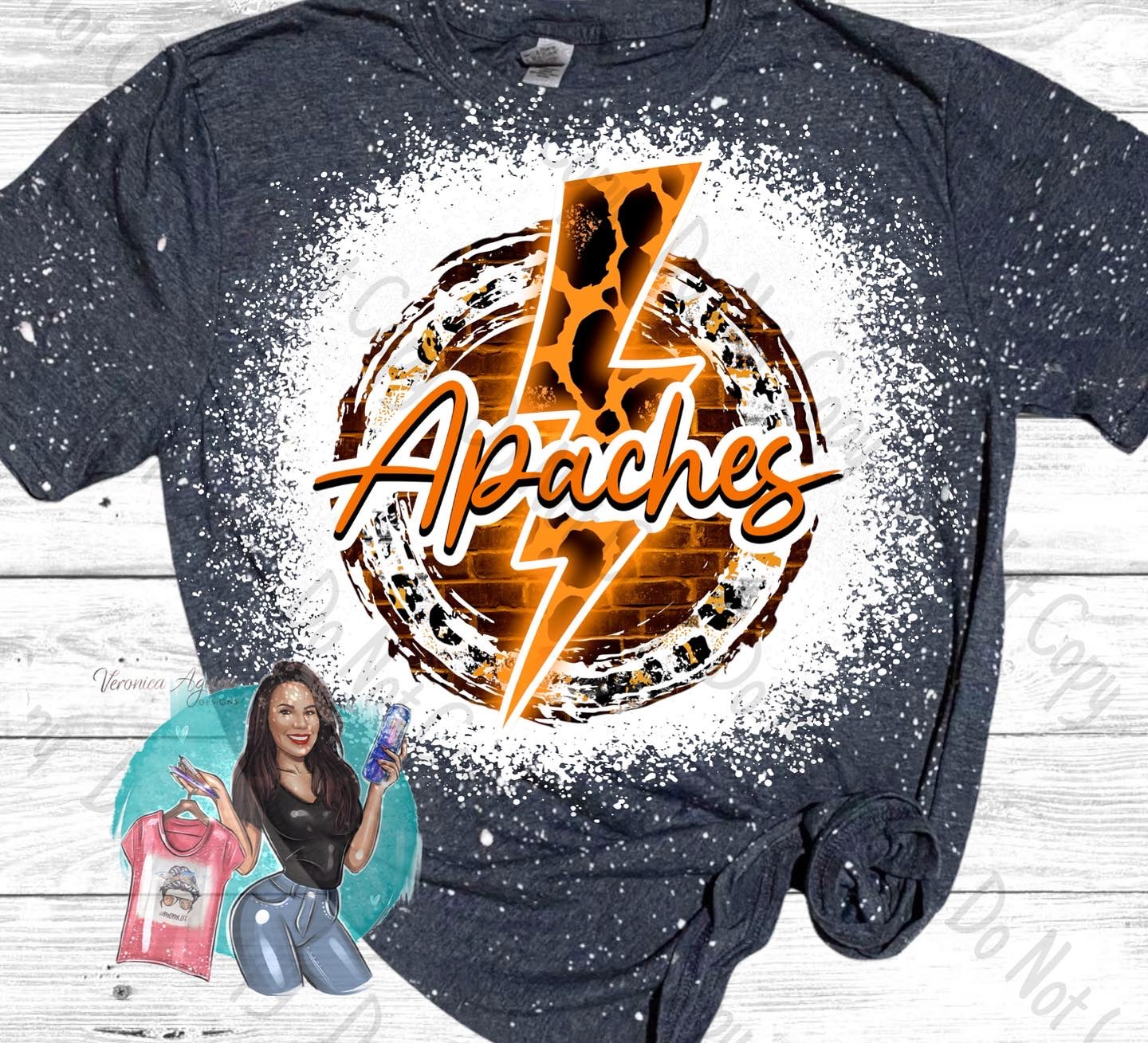 Gonzales Apaches Lighting Bolt Bleached T-Shirt