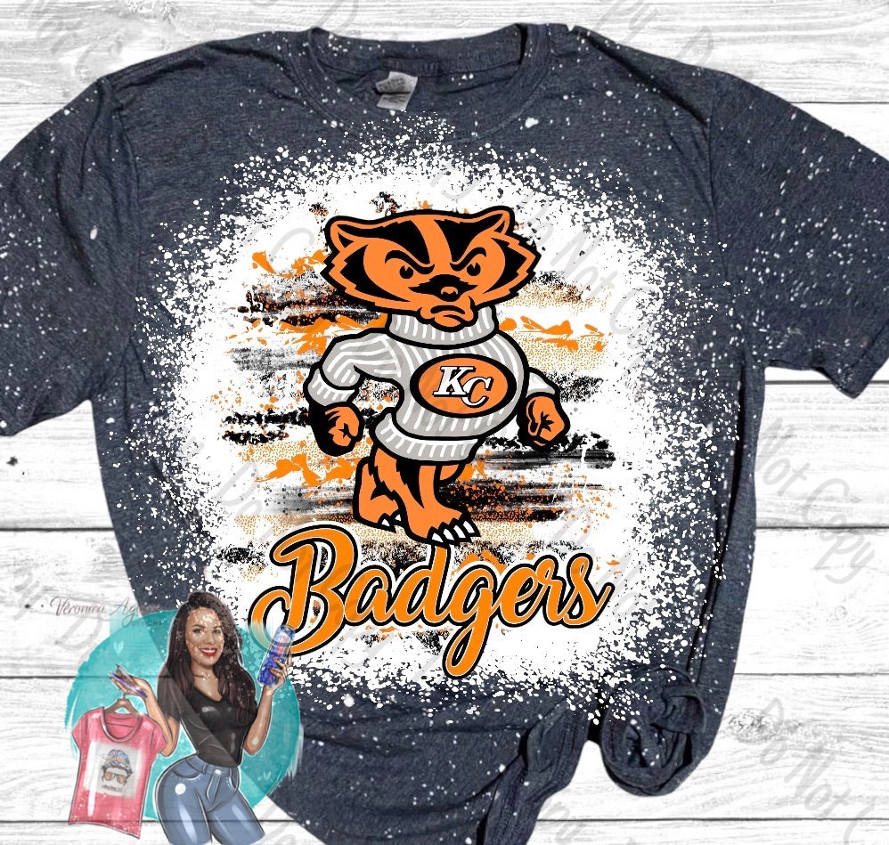 Karnes City Badgers Mascot Bleached T-Shirt