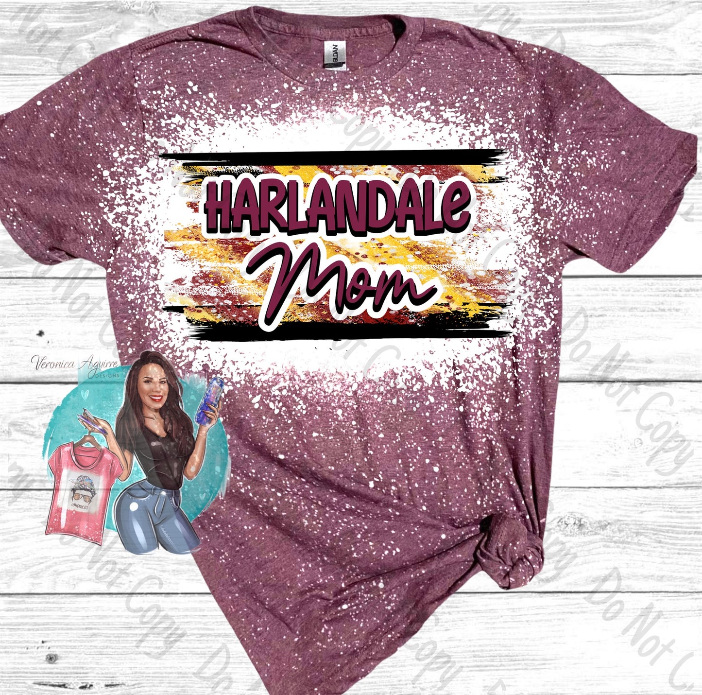 Harlandale Indians Harlandale Mom Bleached T-Shirt