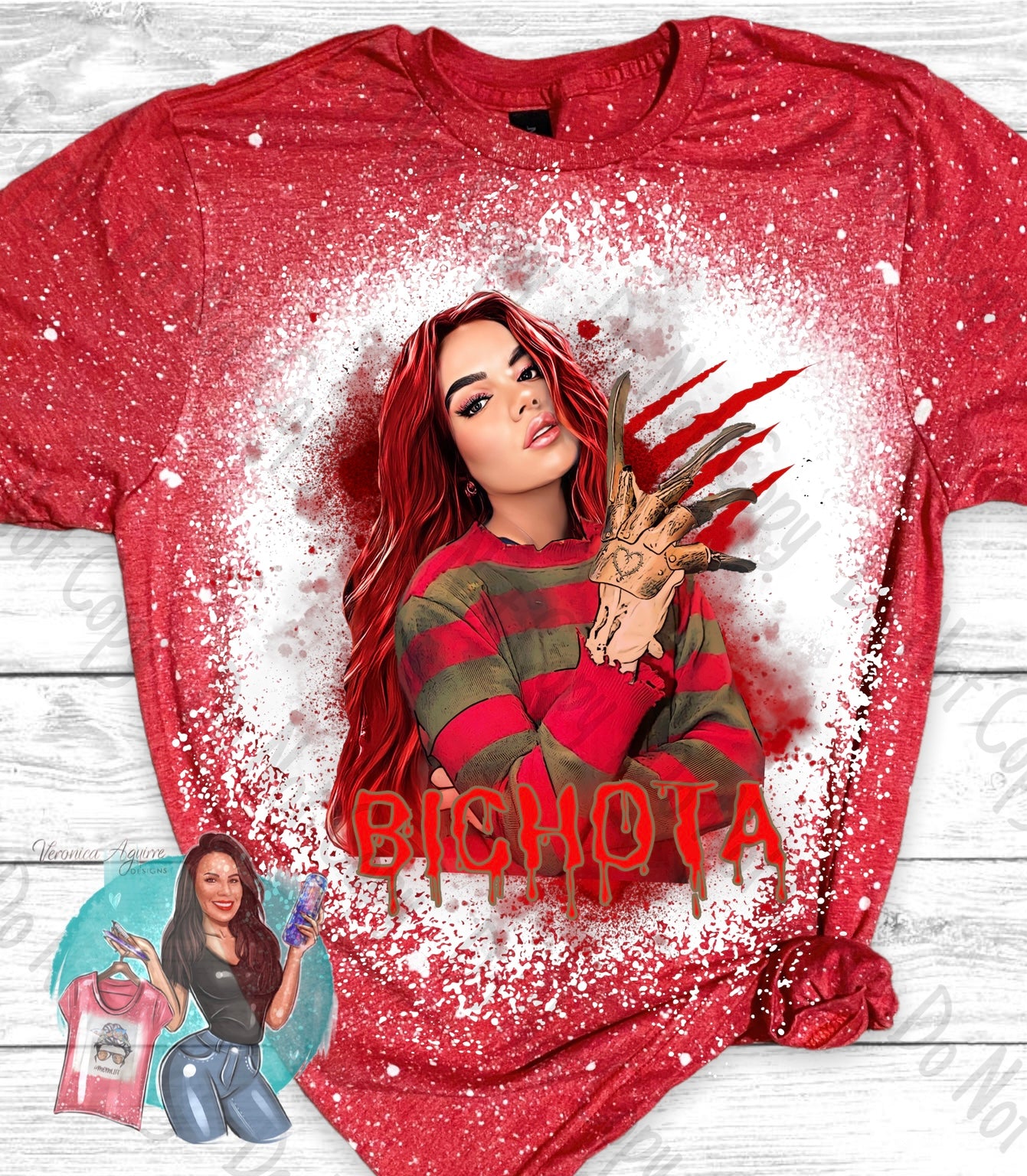 Karol G Bichota Freddy Krueger Bleached T-Shirt