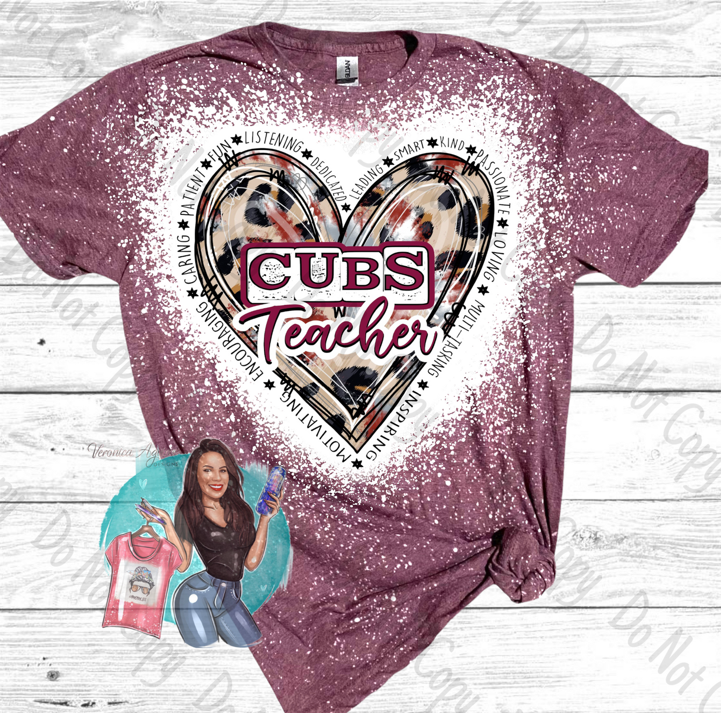 Kenedy Cubs Teacher Bleached T-Shirt