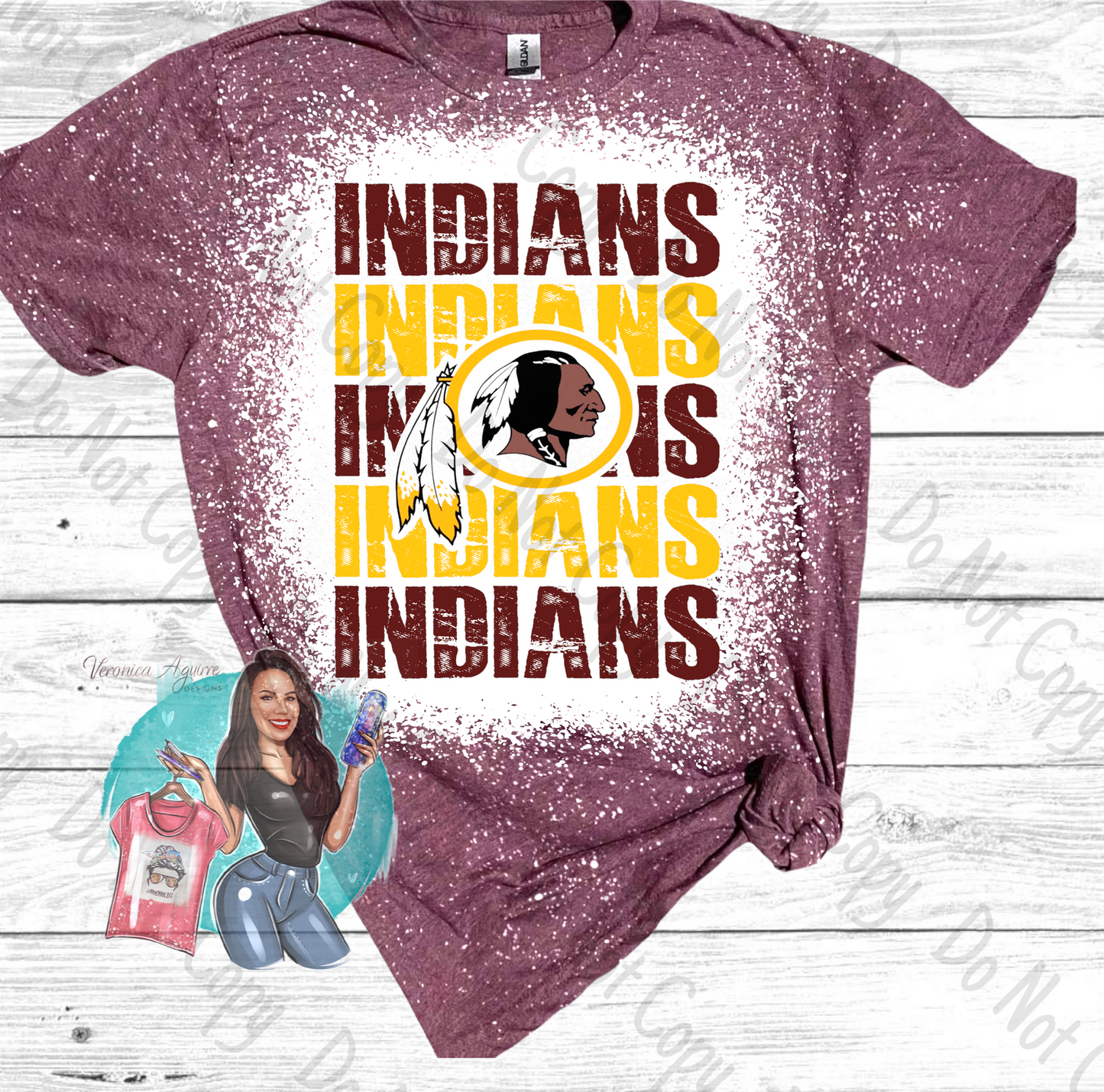 Harlandale Indians Repeated Bleached T-Shirt