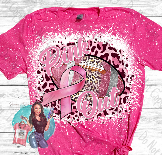 Pink Out Breast Cancer Leopard Bleached T-Shirt