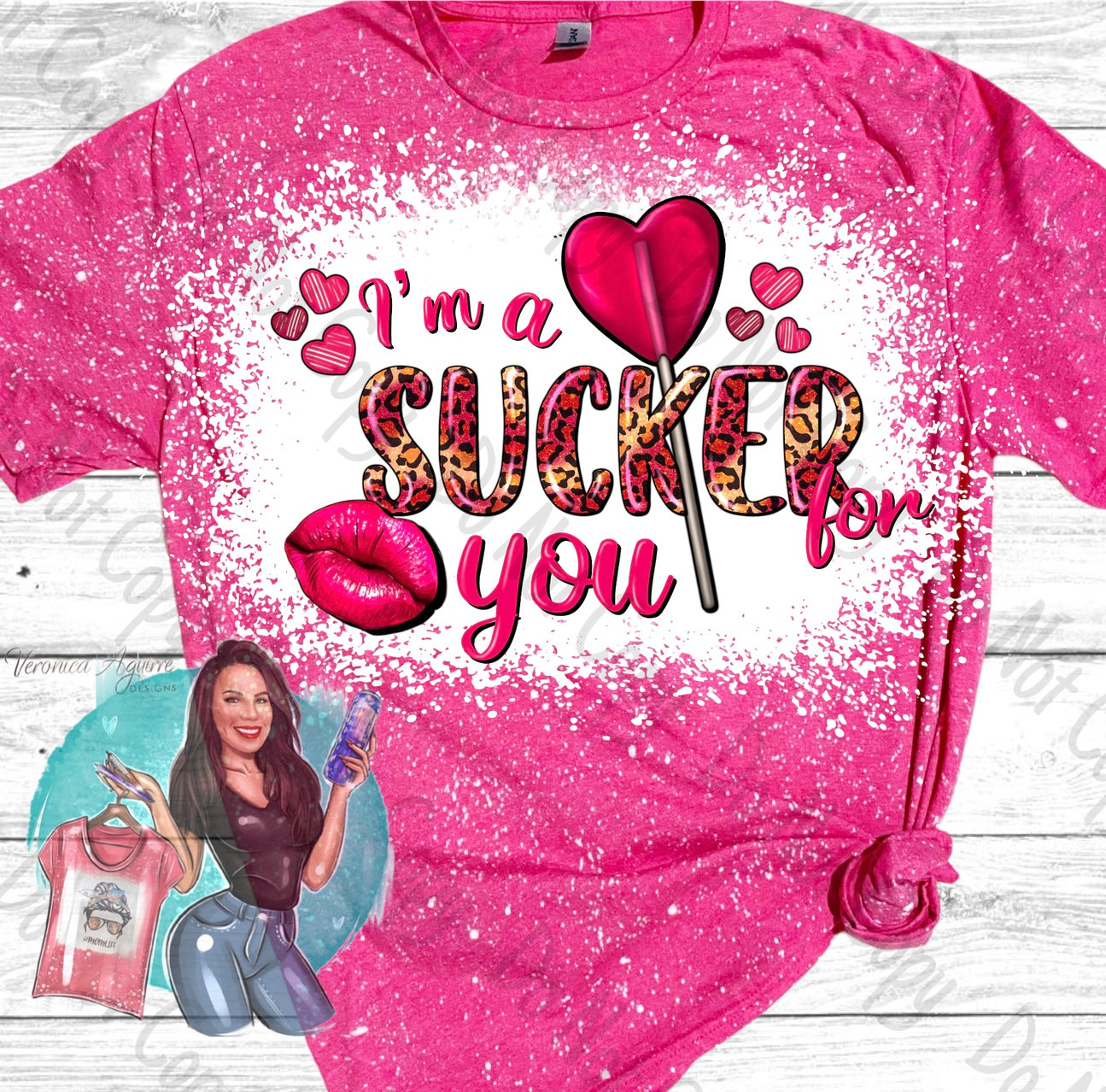 I’m A Sucker For You Valentine’s Bleached T-Shirt