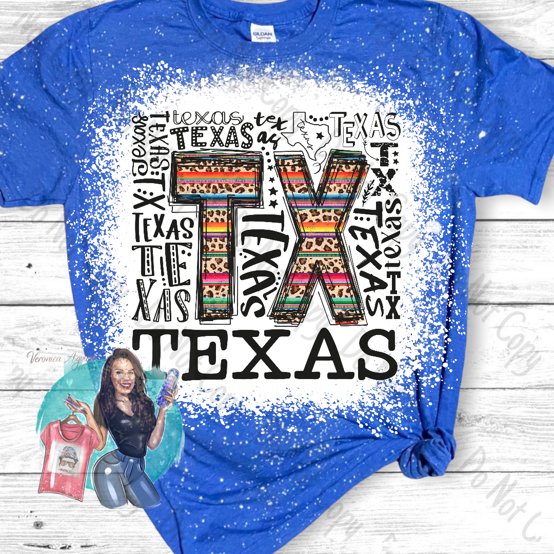 Serape Leopard Texas Bleached T-Shirt