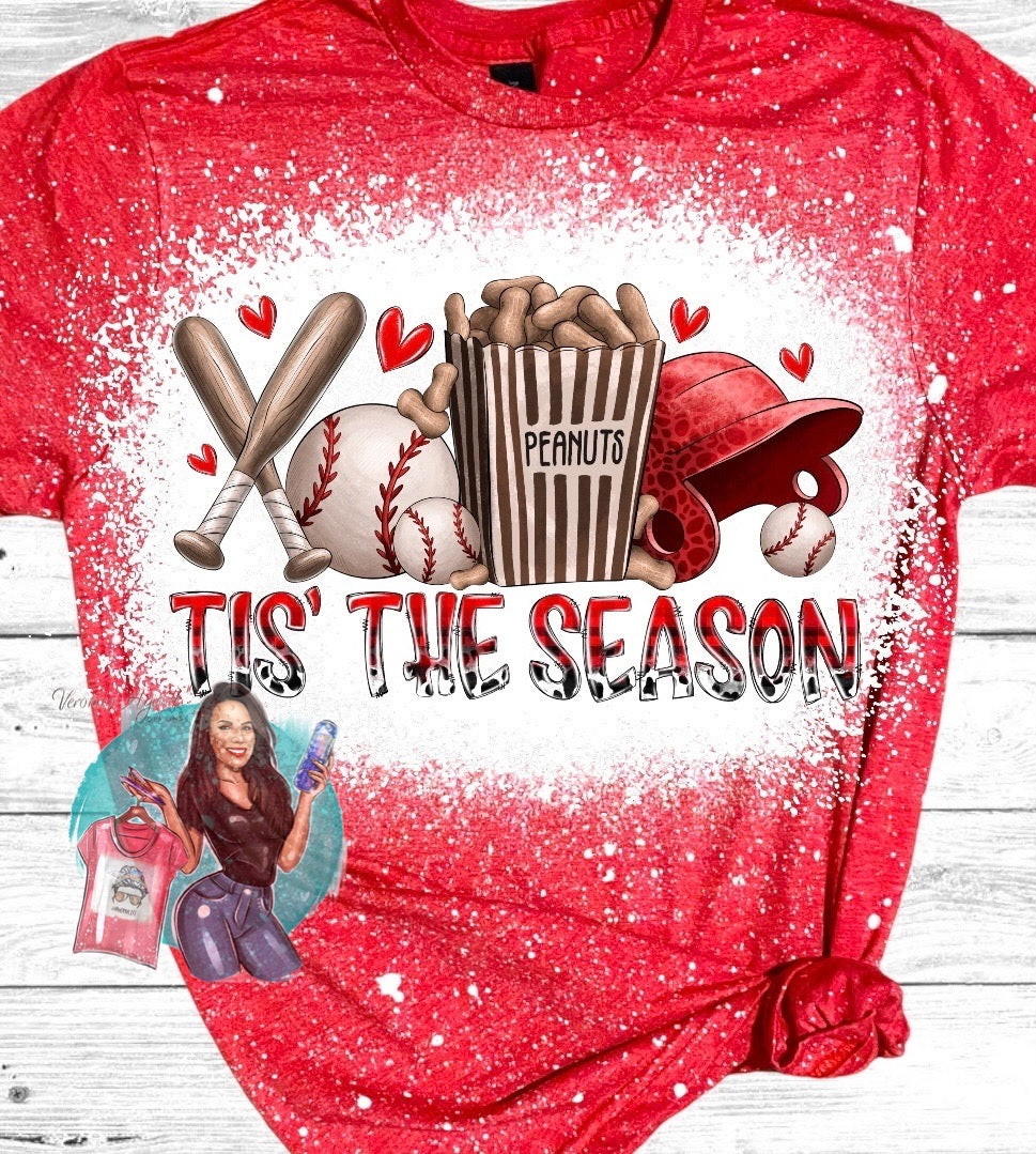 Tis The Season Baseball Bleached T-Shirt