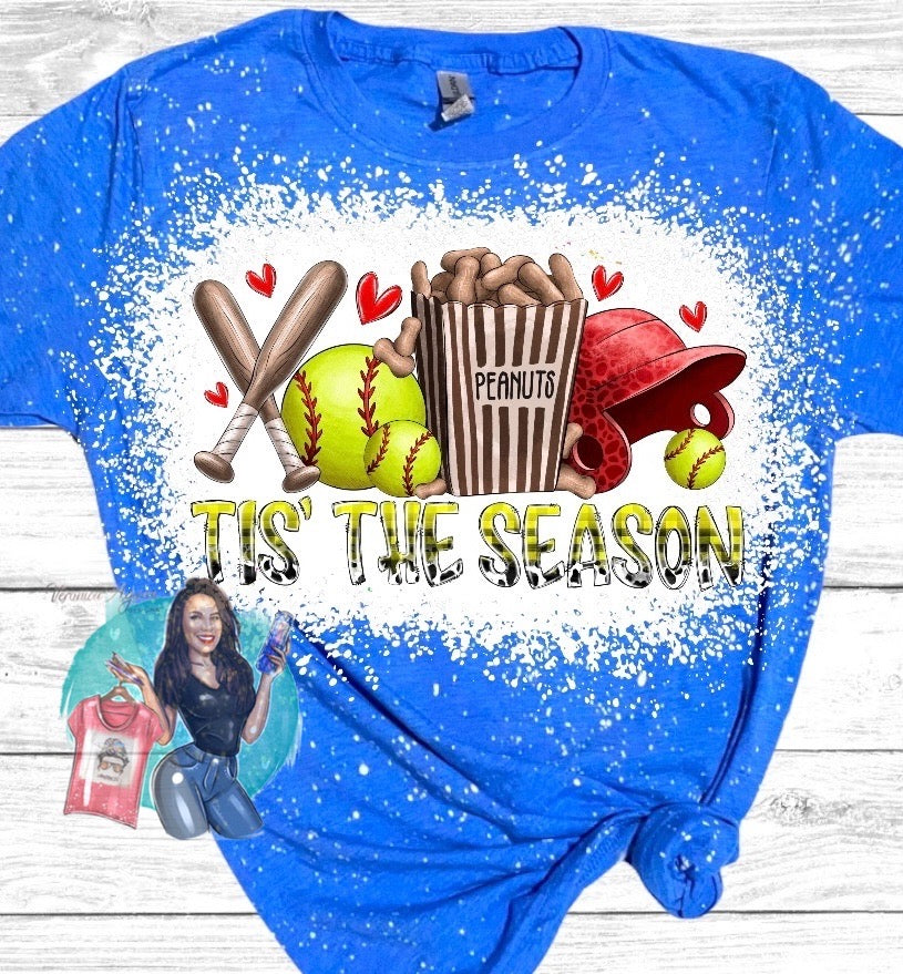 Tis The Season Softball Bleached T-Shirt