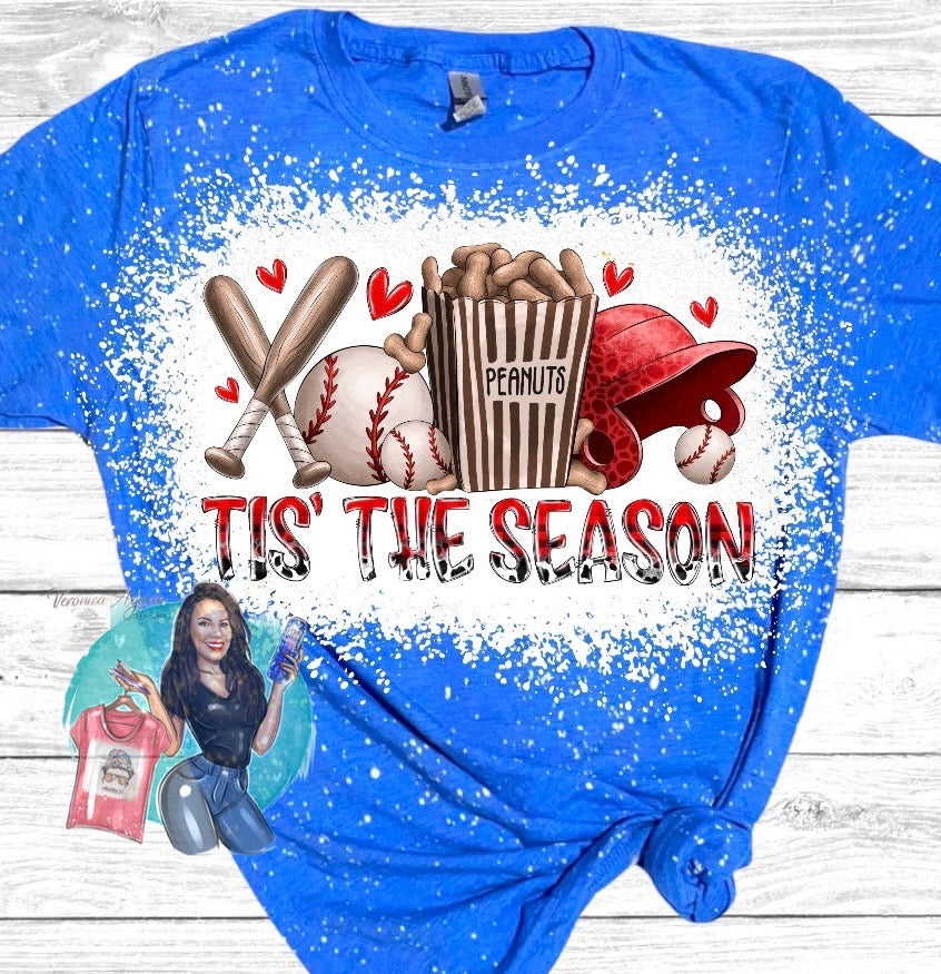 Tis The Season Baseball Bleached T-Shirt