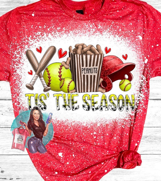 Tis The Season Softball Bleached T-Shirt