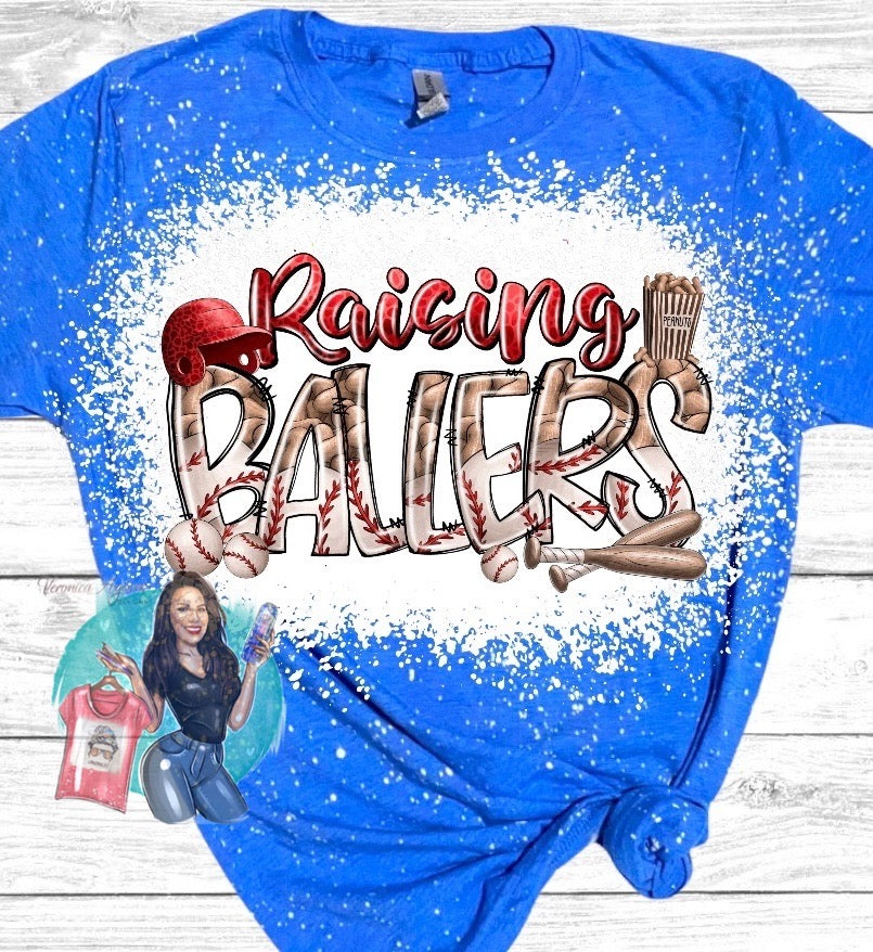 Raising Ballers Baseball Bleached T-Shirt