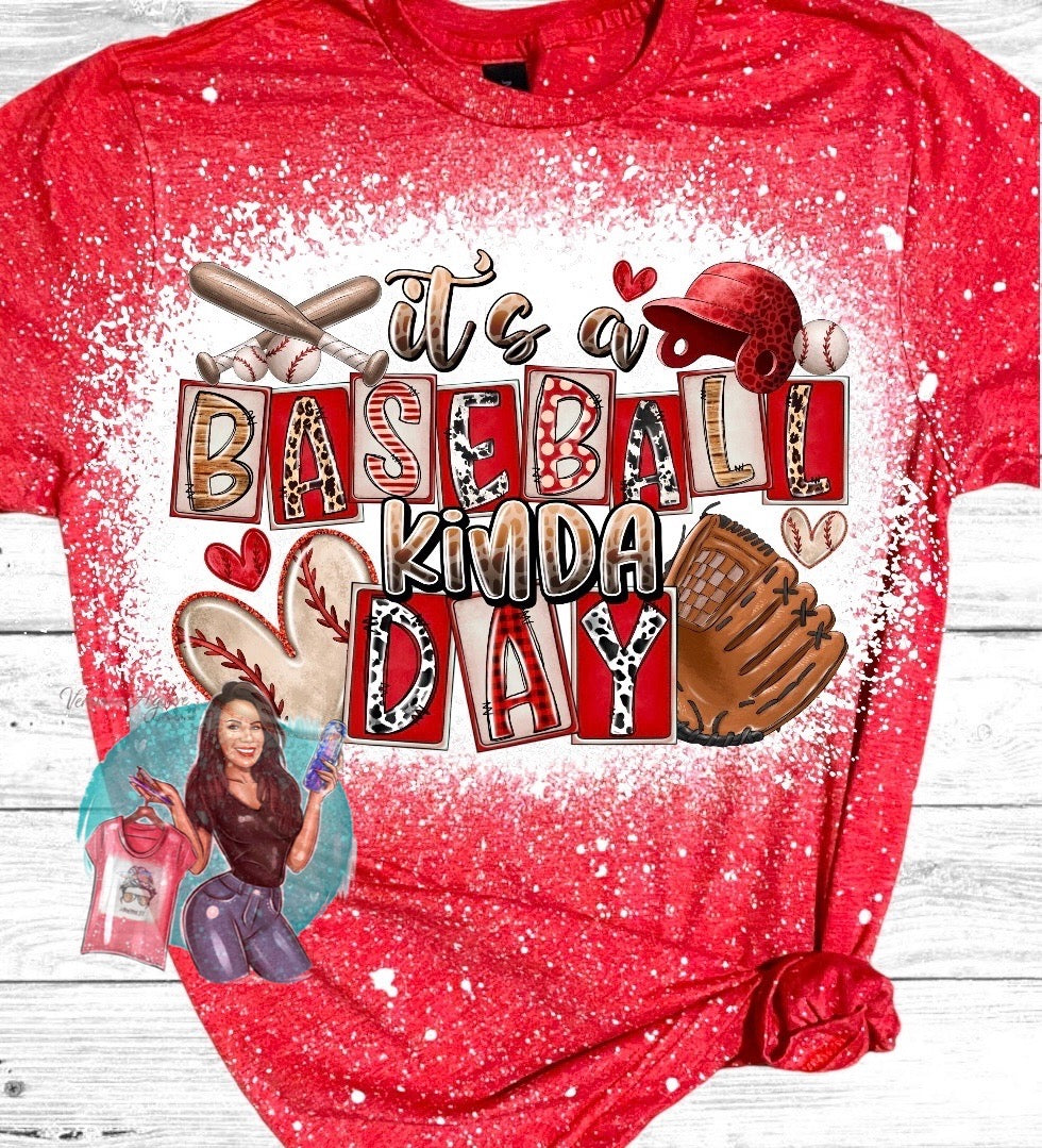 It's a Baseball Kinda Day Bleached T-Shirt