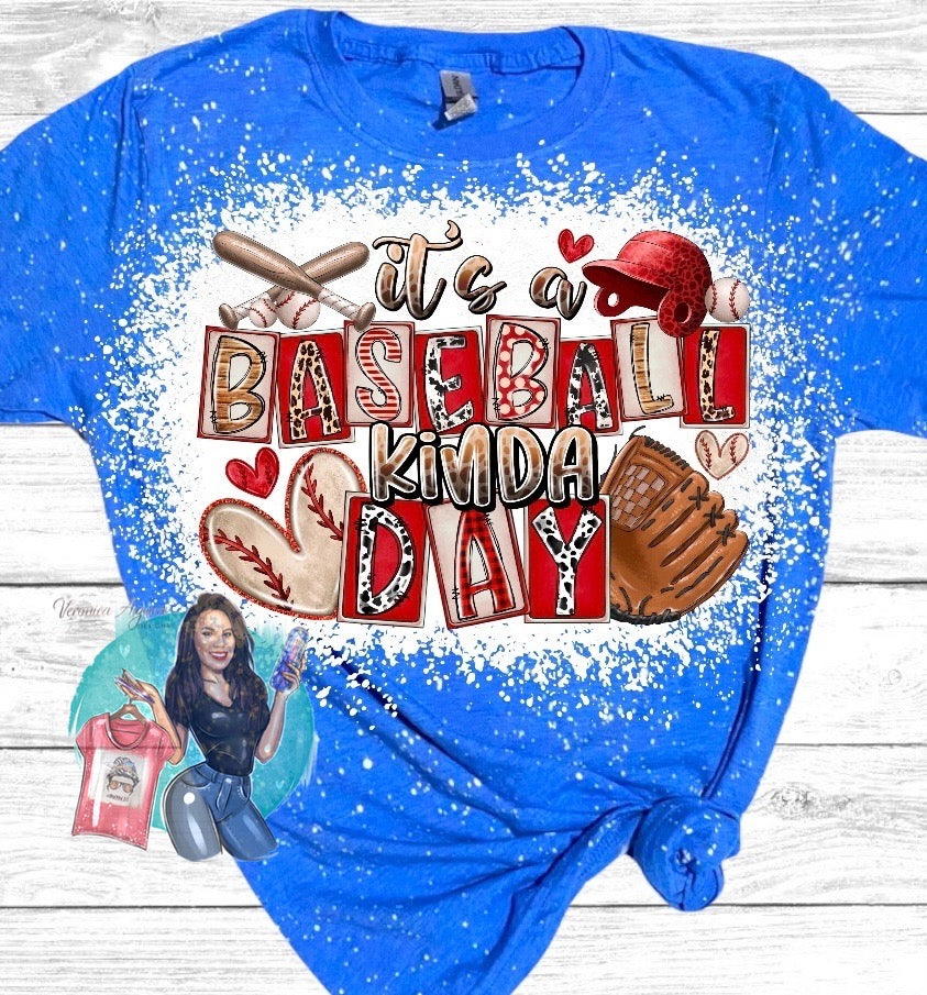 It's a Baseball Kinda Day Bleached T-Shirt