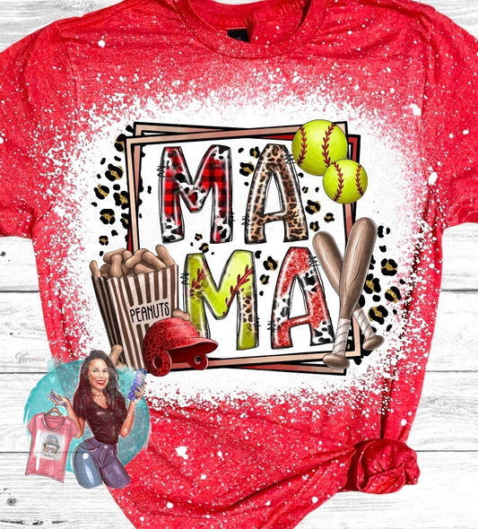 Softball Mama Bleached T-Shirt