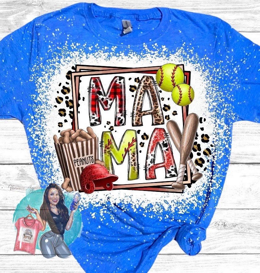 Softball Mama Bleached T-Shirt